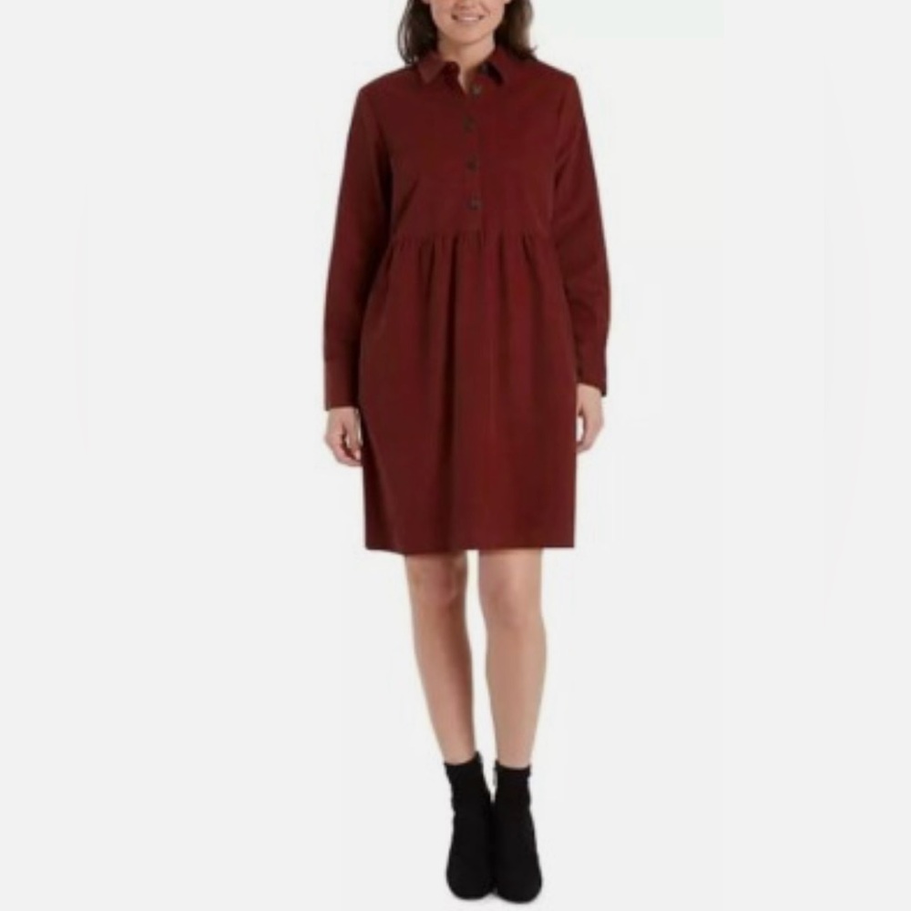 NWT Elegant Burgundy Button-Up Dress